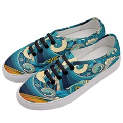 Waves Ocean Sea Abstract Whimsical Art Women s Classic Low Top Sneakers by Maspions