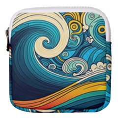 Waves Ocean Sea Abstract Whimsical Art Mini Square Pouch by Maspions