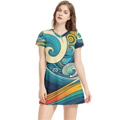 Waves Ocean Sea Abstract Whimsical Art Women s Sports Skirt