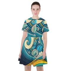 Waves Ocean Sea Abstract Whimsical Art Sailor Dress