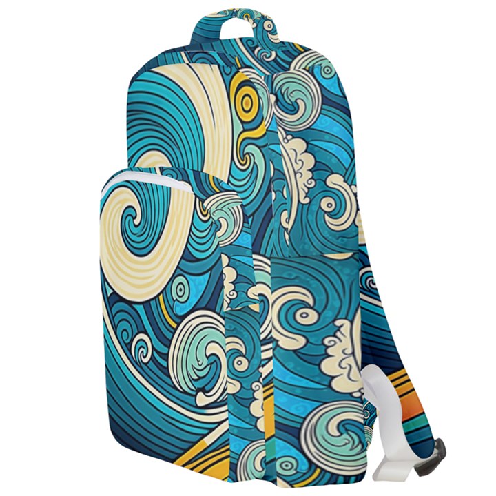 Waves Ocean Sea Abstract Whimsical Art Double Compartment Backpack