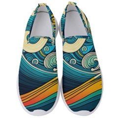 Waves Ocean Sea Abstract Whimsical Art Men s Slip On Sneakers