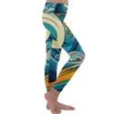 Waves Ocean Sea Abstract Whimsical Art Kids  Lightweight Velour Classic Yoga Leggings View3