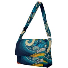 Waves Ocean Sea Abstract Whimsical Art Full Print Messenger Bag (l)