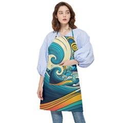 Waves Ocean Sea Abstract Whimsical Art Pocket Apron by Maspions