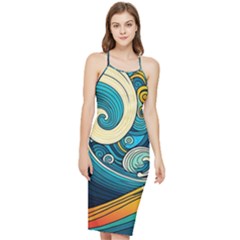 Waves Ocean Sea Abstract Whimsical Art Bodycon Cross Back Summer Dress