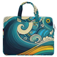 Waves Ocean Sea Abstract Whimsical Art Macbook Pro 13  Double Pocket Laptop Bag