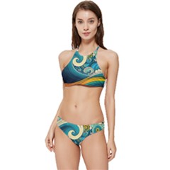 Waves Ocean Sea Abstract Whimsical Art Banded Triangle Bikini Set by Maspions