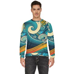 Waves Ocean Sea Abstract Whimsical Art Men s Fleece Sweatshirt