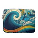 Waves Ocean Sea Abstract Whimsical Art 14  Vertical Laptop Sleeve Case With Pocket View1