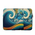 Waves Ocean Sea Abstract Whimsical Art 14  Vertical Laptop Sleeve Case With Pocket View2