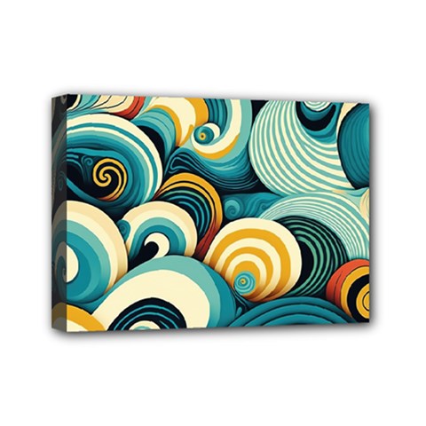 Wave Waves Ocean Sea Abstract Whimsical Mini Canvas 7  X 5  (stretched)