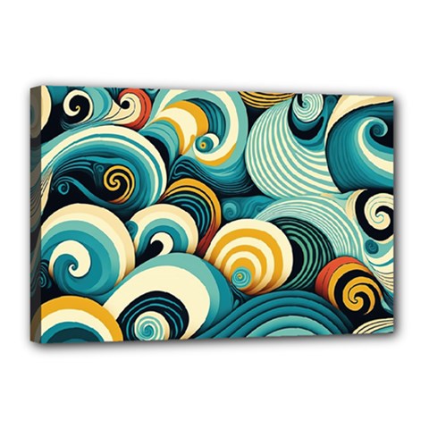 Wave Waves Ocean Sea Abstract Whimsical Canvas 18  X 12  (stretched)