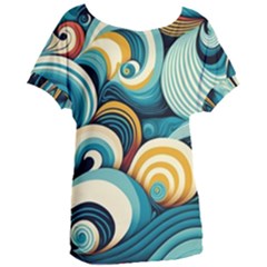 Wave Waves Ocean Sea Abstract Whimsical Women s Oversized T-shirt