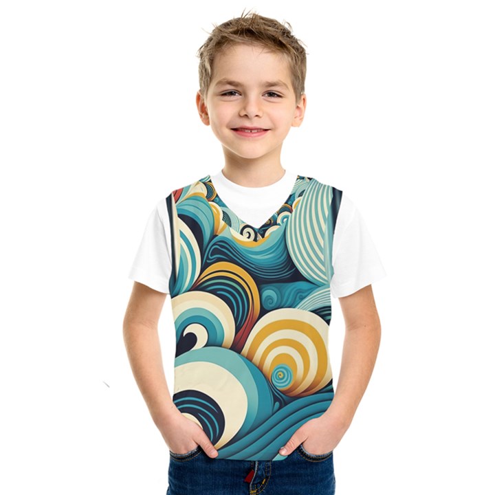 Wave Waves Ocean Sea Abstract Whimsical Kids  Basketball Tank Top