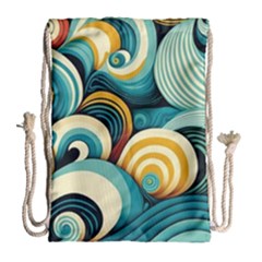 Wave Waves Ocean Sea Abstract Whimsical Drawstring Bag (large)