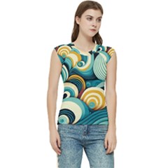 Wave Waves Ocean Sea Abstract Whimsical Women s Raglan Cap Sleeve T-shirt