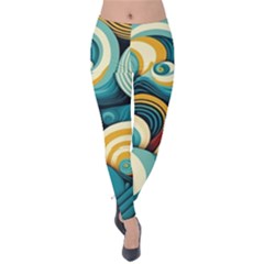 Wave Waves Ocean Sea Abstract Whimsical Velvet Leggings