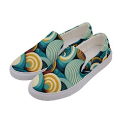 Wave Waves Ocean Sea Abstract Whimsical Women s Canvas Slip Ons