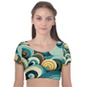 Wave Waves Ocean Sea Abstract Whimsical Velvet Short Sleeve Crop Top  View1