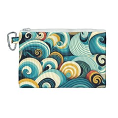 Wave Waves Ocean Sea Abstract Whimsical Canvas Cosmetic Bag (large)