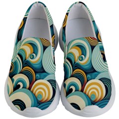 Wave Waves Ocean Sea Abstract Whimsical Kids Lightweight Slip Ons by Maspions