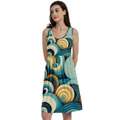 Wave Waves Ocean Sea Abstract Whimsical Classic Skater Dress by Maspions