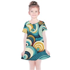 Wave Waves Ocean Sea Abstract Whimsical Kids  Simple Cotton Dress