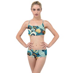 Wave Waves Ocean Sea Abstract Whimsical Layered Top Bikini Set