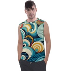 Wave Waves Ocean Sea Abstract Whimsical Men s Regular Tank Top