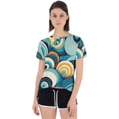 Wave Waves Ocean Sea Abstract Whimsical Open Back Sport T-shirt