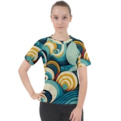 Wave Waves Ocean Sea Abstract Whimsical Women s Sport Raglan T-shirt