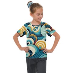 Wave Waves Ocean Sea Abstract Whimsical Kids  Mesh Piece T-shirt