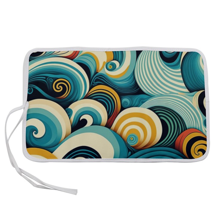 Wave Waves Ocean Sea Abstract Whimsical Pen Storage Case (M)