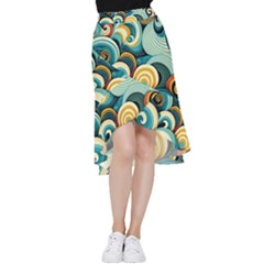 Wave Waves Ocean Sea Abstract Whimsical Frill Hi Low Chiffon Skirt