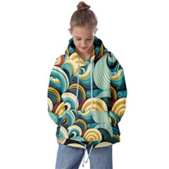 Wave Waves Ocean Sea Abstract Whimsical Kids  Oversized Hoodie