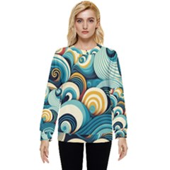 Wave Waves Ocean Sea Abstract Whimsical Hidden Pocket Sweatshirt