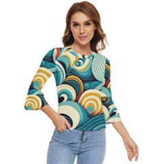 Wave Waves Ocean Sea Abstract Whimsical Bell Sleeve Top