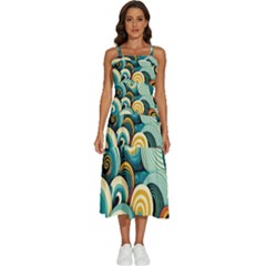 Wave Waves Ocean Sea Abstract Whimsical Sleeveless Shoulder Straps Boho Dress by Maspions