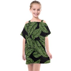 Background Pattern Leaves Texture Kids  One Piece Chiffon Dress