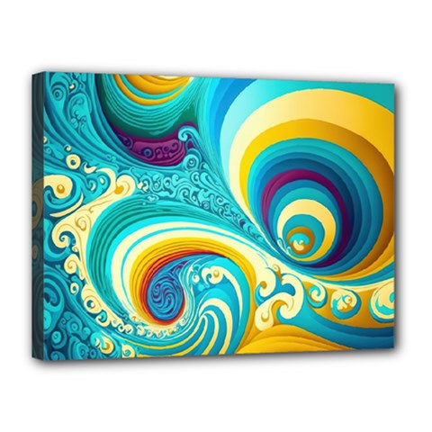 Abstract Waves Ocean Sea Whimsical Canvas 16  X 12  (stretched) by Maspions