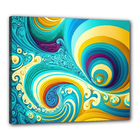 Abstract Waves Ocean Sea Whimsical Canvas 24  X 20  (stretched) by Maspions