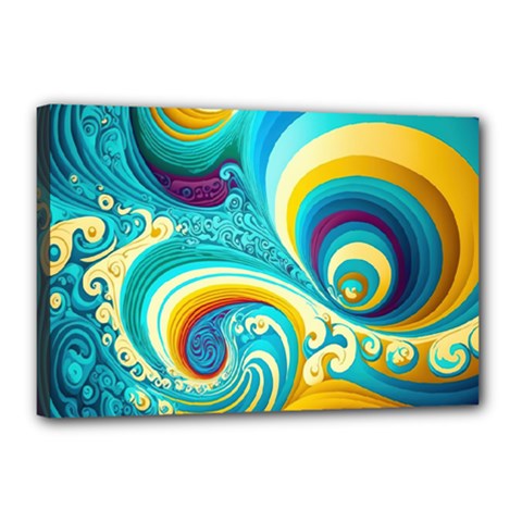 Abstract Waves Ocean Sea Whimsical Canvas 18  X 12  (stretched) by Maspions