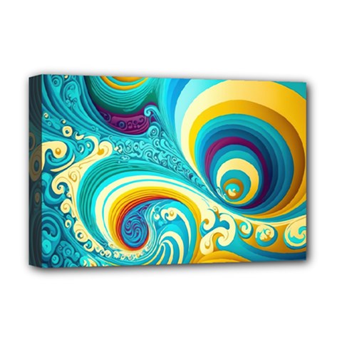 Abstract Waves Ocean Sea Whimsical Deluxe Canvas 18  X 12  (stretched) by Maspions