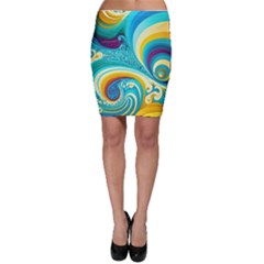 Abstract Waves Ocean Sea Whimsical Bodycon Skirt