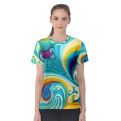 Abstract Waves Ocean Sea Whimsical Women s Sport Mesh T-shirt