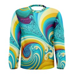 Abstract Waves Ocean Sea Whimsical Men s Long Sleeve T-shirt