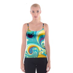 Abstract Waves Ocean Sea Whimsical Spaghetti Strap Top by Maspions