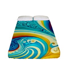 Abstract Waves Ocean Sea Whimsical Fitted Sheet (full/ Double Size)