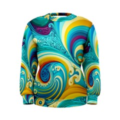 Abstract Waves Ocean Sea Whimsical Women s Sweatshirt